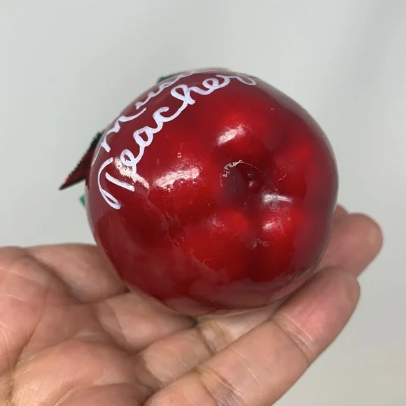 3” apple “#1 Music Teacher” Christmas tree ornament decoration vintage decor - Picture 3 of 15